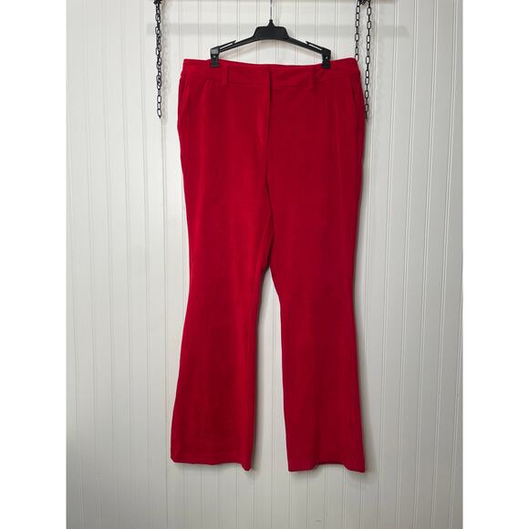 MAISON D’AMELIE Red Velvet High Waist Boot Cut Pants Career Womens Size 12 - Picture 1 of 7